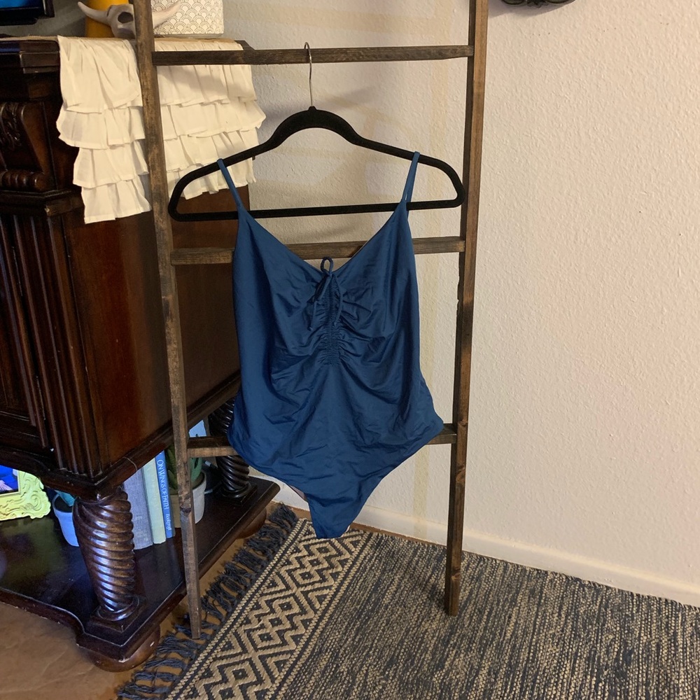 BLUE J.CREW PLAYA LAGUNA ONEPIECE SWIMSUIT! LARGE!